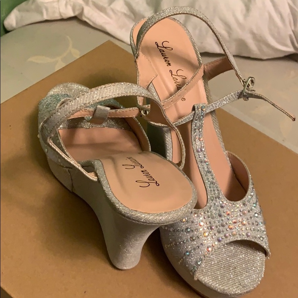 Sliver glitter heels/wedges